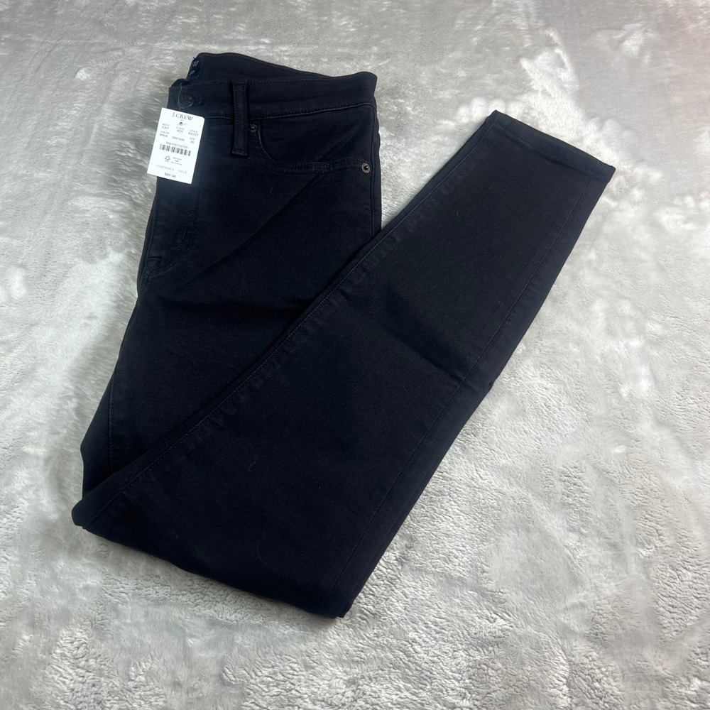NWT J.Crew Womens 28 Skinny Jeans Black 9 Inch Mid Rise AG727